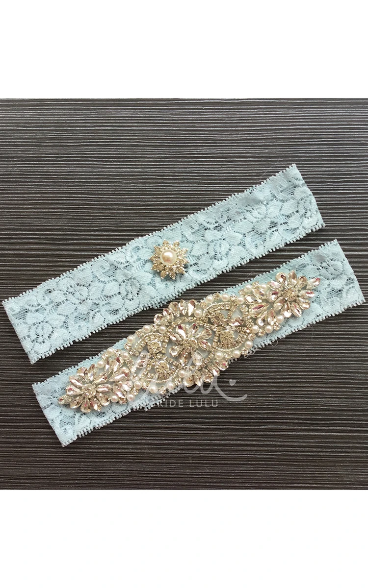 Beaded Pearl Lace Garter Set for Weddings (16-23inch)