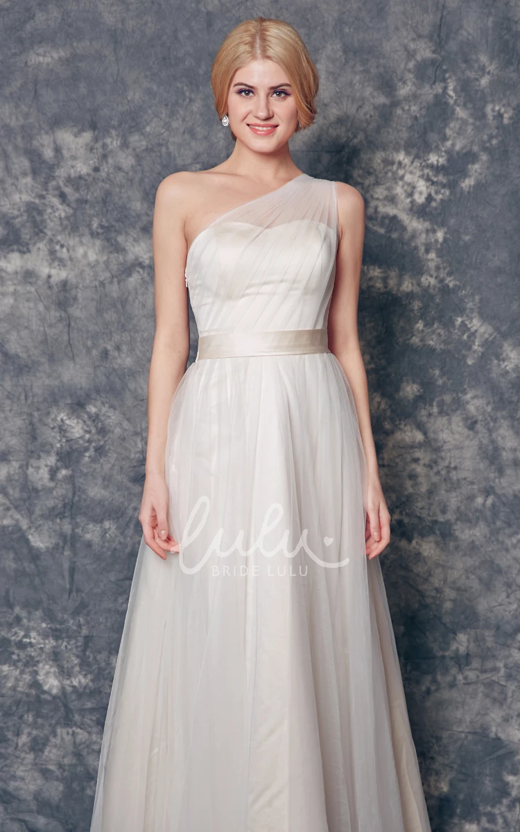 Dreamy Ruched One Shoulder Tulle Prom Dress with Pleats