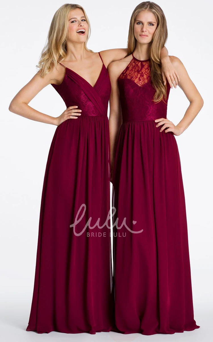 Embroidered Chiffon Bridesmaid Dress with Straps Unique Bridesmaid Dress