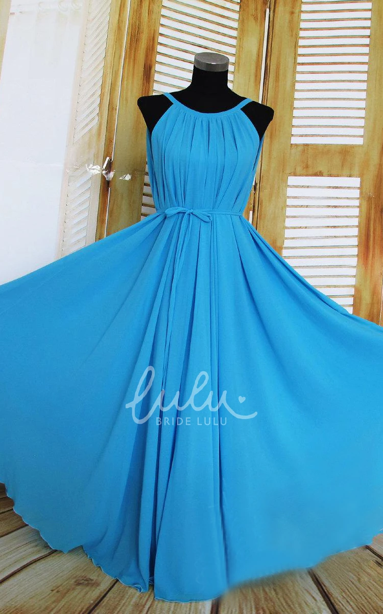 Pleated Chiffon Floor-length Dress for Women