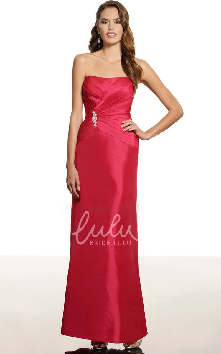 Floor-Length Satin Bridesmaid Dress with Criss-Cross Detail Strapless Style