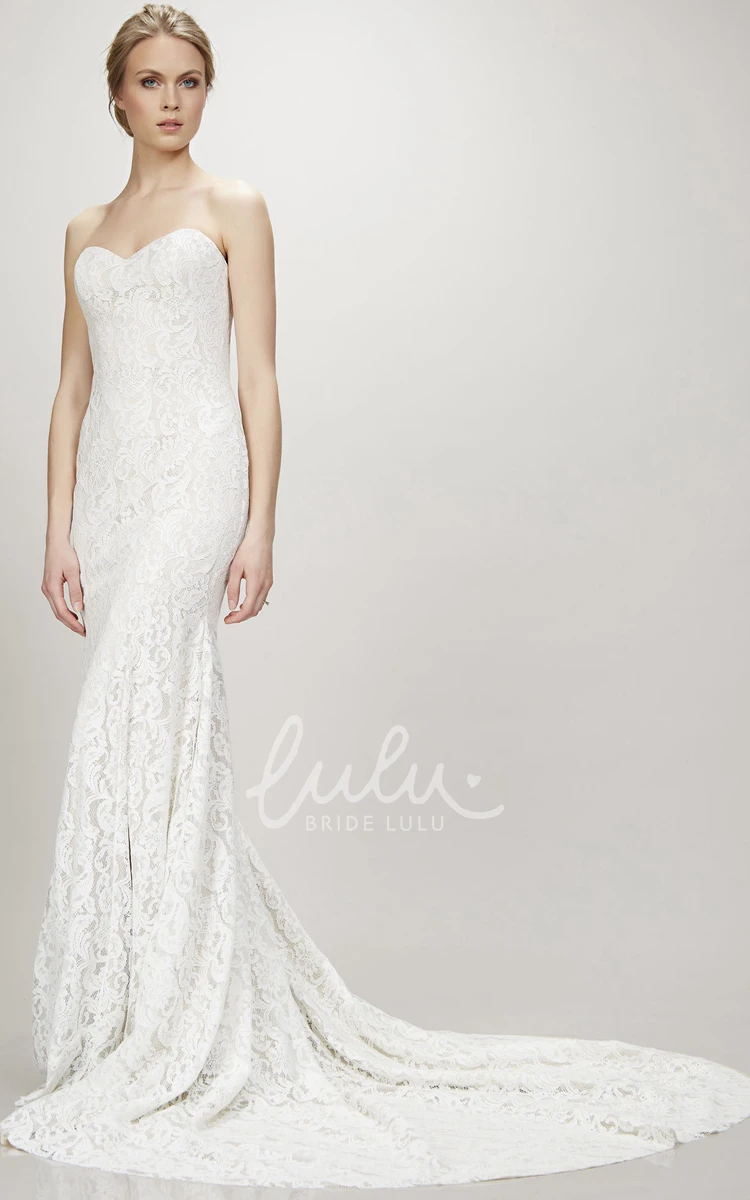 Lace Sweetheart Wedding Dress with Court Train Maxi & Classy