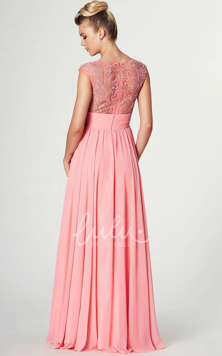 Chiffon Sleeveless Prom Dress with Beading and Pleats Classy Evening Dress for Women