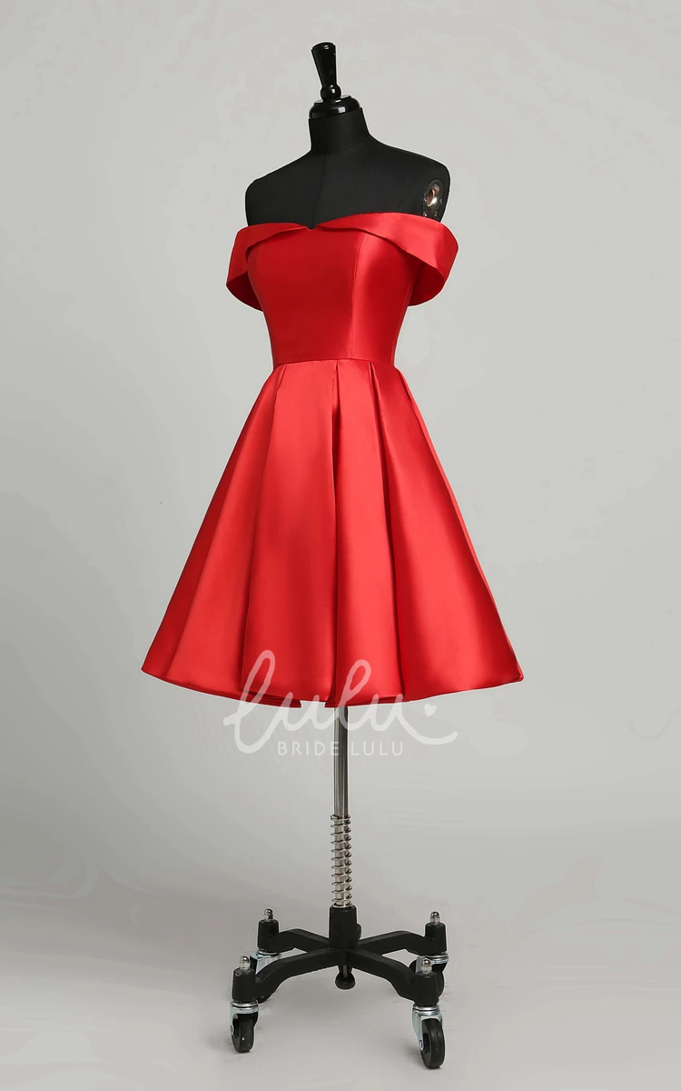 Elegant Satin A-Line Off-the-Shoulder Sleeveless Mini Formal Dress