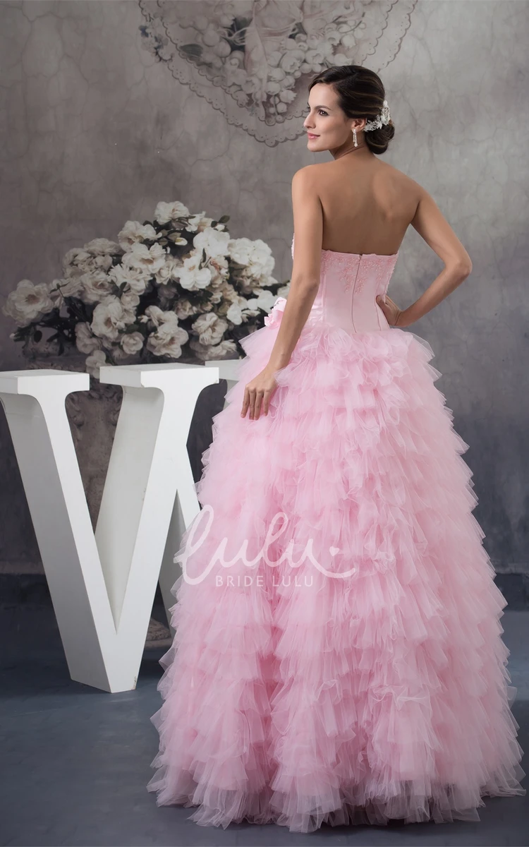 Ruffled Tulle Ball Gown Quinceanera Dress with Bolero Strapless Formal Dress