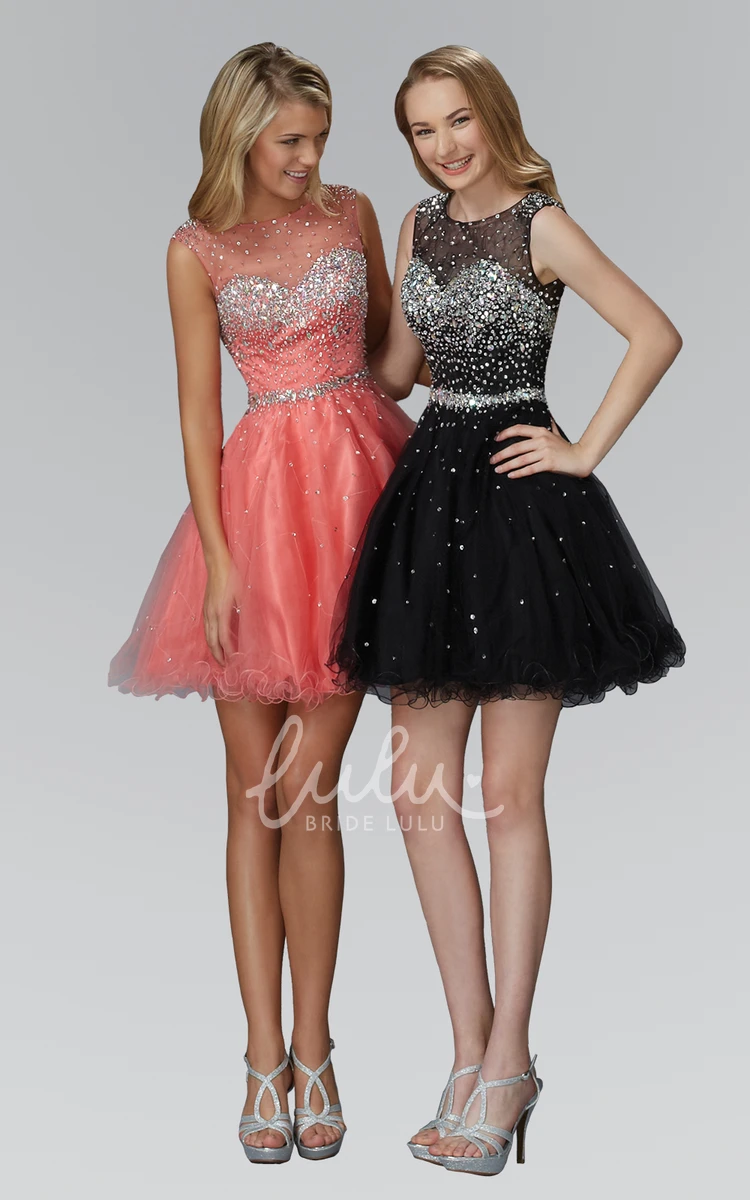 Keyhole Scoop-Neck A-Line Dress with Beading Prom Dress