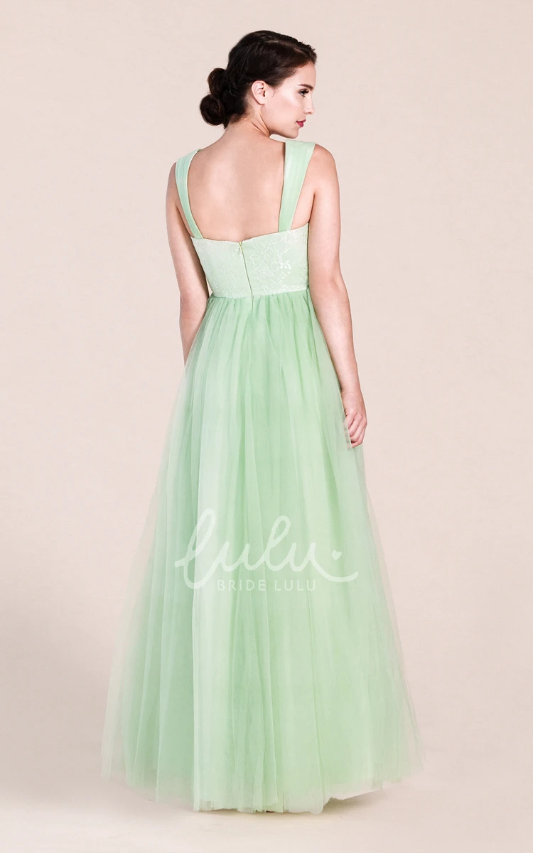 Long Lace and Tulle A-Line Bridesmaid Dress for Bridesmaid