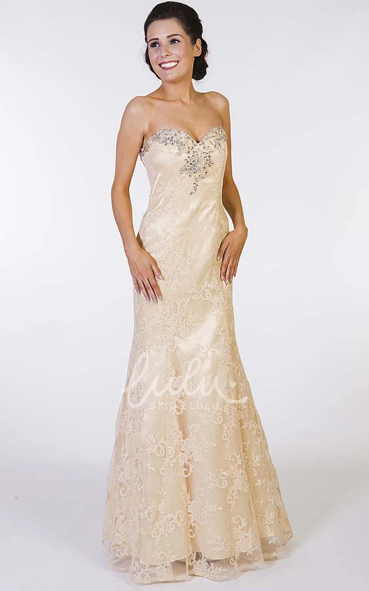 Sweetheart Lace Prom Dress A-Line Floor-Length Sleeveless Beaded Appliques