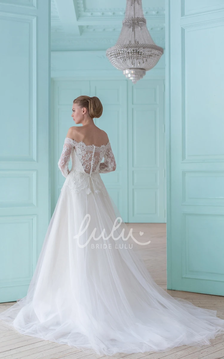 Off-The-Shoulder Tulle Wedding Dress with Appliques Stunning Ball Gown Style