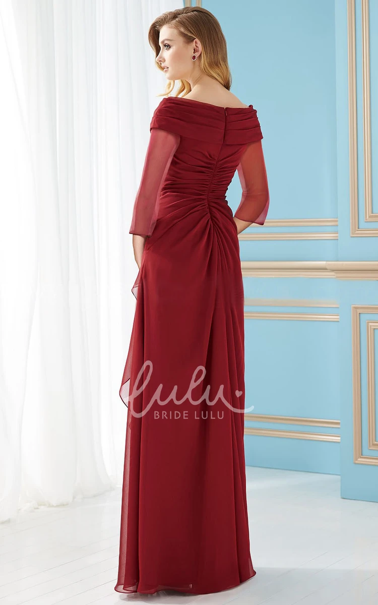 Elegant V-Neck Mother of the Bride Dress with Sleeves and Crystals