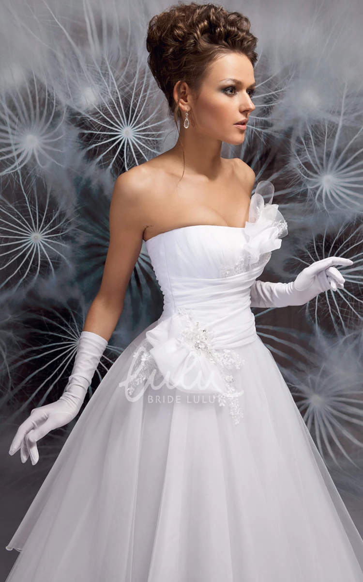 Strapless Tulle A-Line Wedding Dress Sleeveless Floor-Length