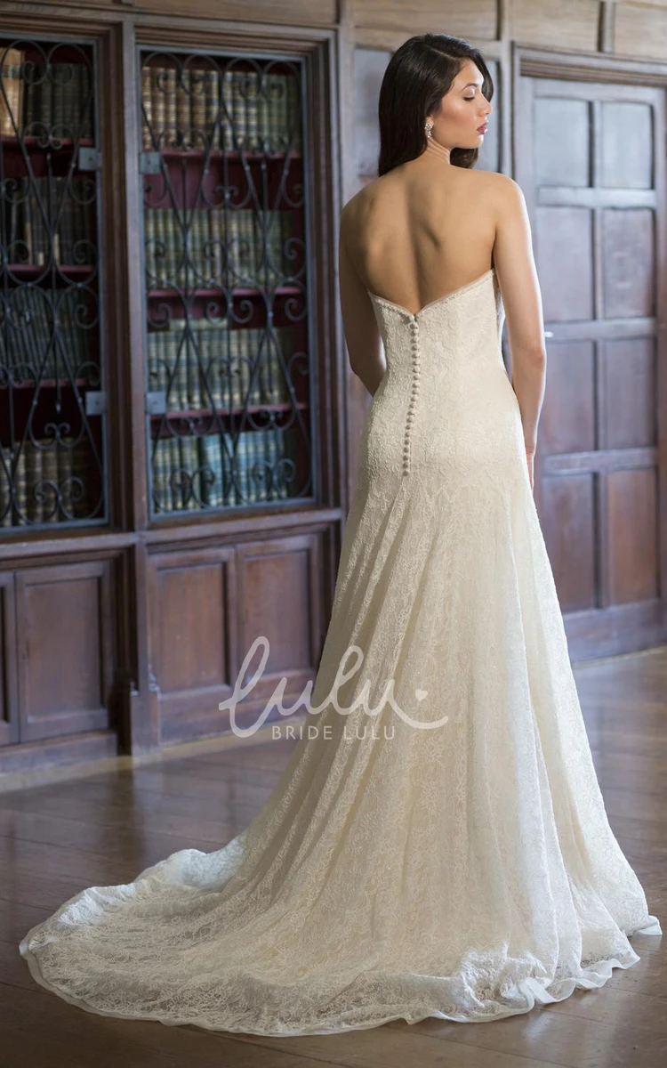 Sweetheart Lace V-Back Wedding Dress Floor-Length Elegant Bridal Gown