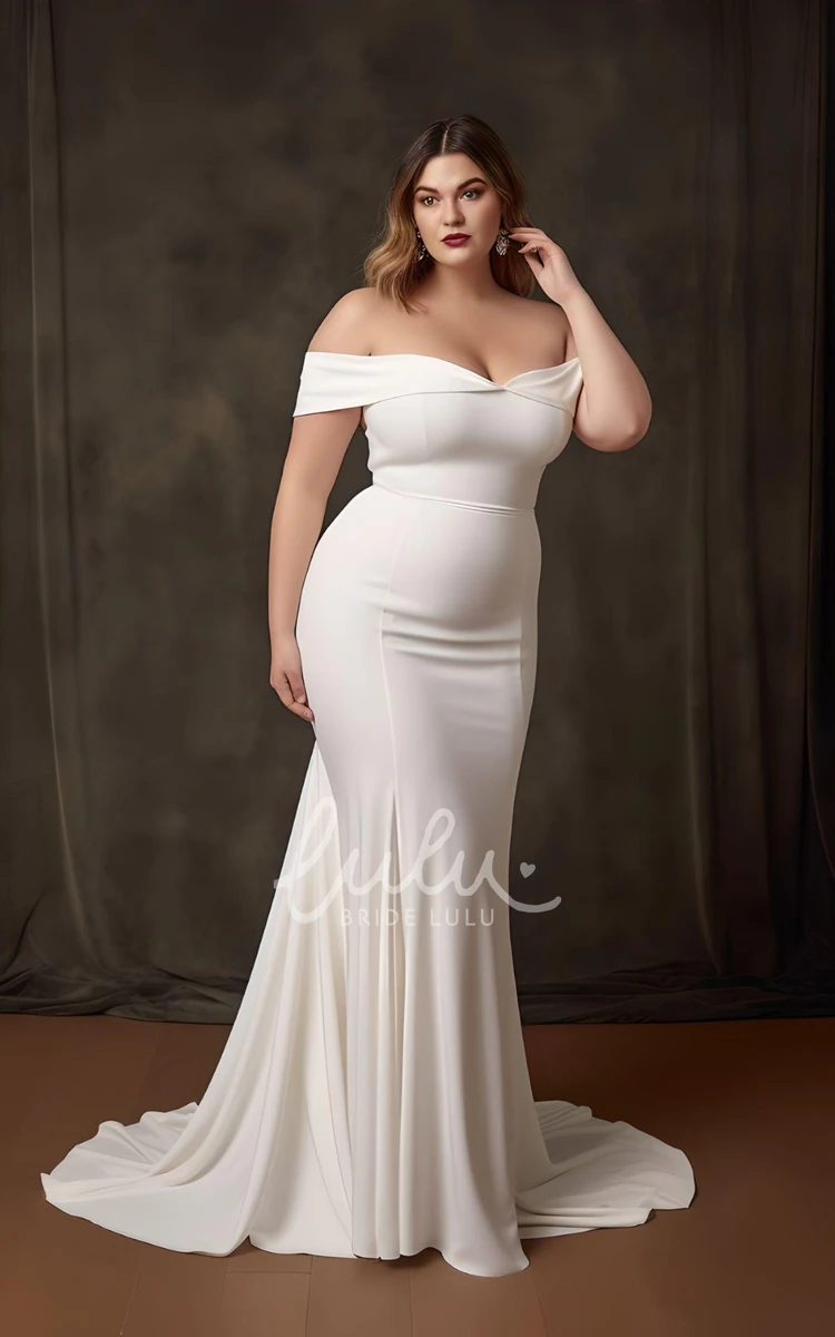 Mermaid Satin Plus Size Wedding Dress Modern Country Garden Elegant