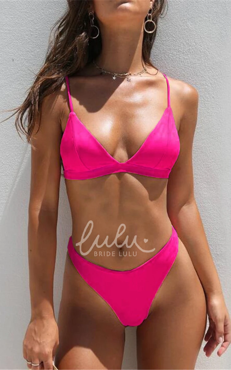 Plain Spaghetti Push Up High-Cut Bikini Set