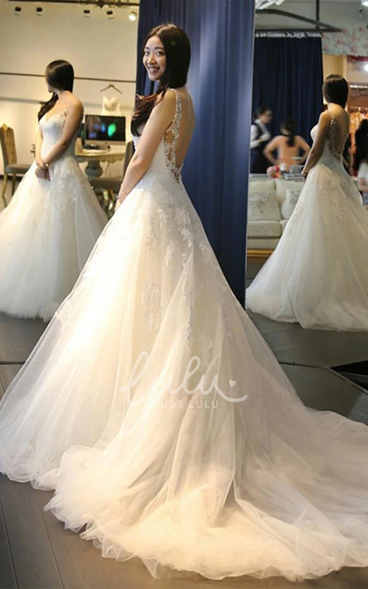 Sweetheart Lace Ball Gown Deep-V Back Wedding Dress Classy Bridal Gown