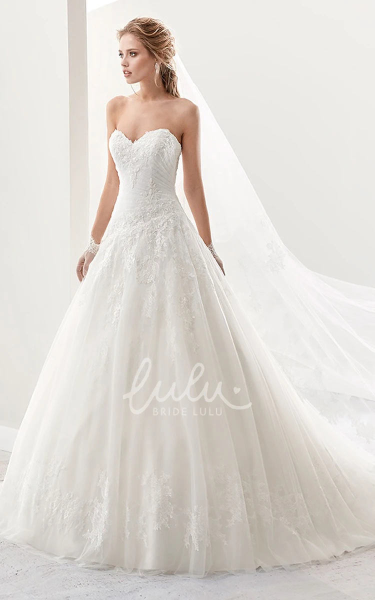 Classic A-Line Lace Wedding Dress with Brush Train