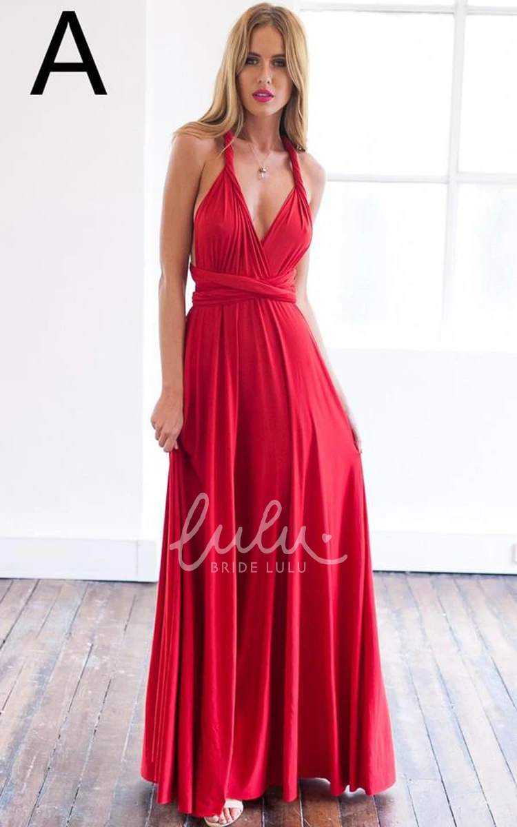 Red A-Line Prom Dress Sleeveless and Floor-Length