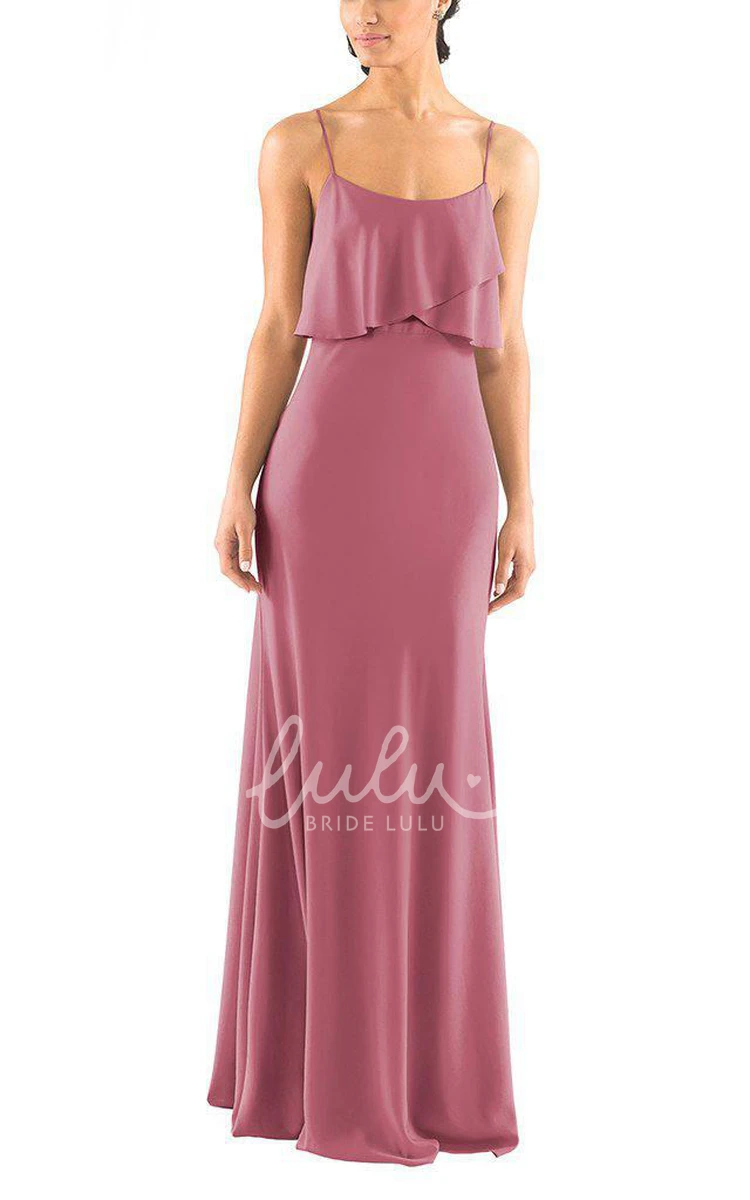 Sheath Spaghetti Straps Bridesmaid Dress with Long Hemline