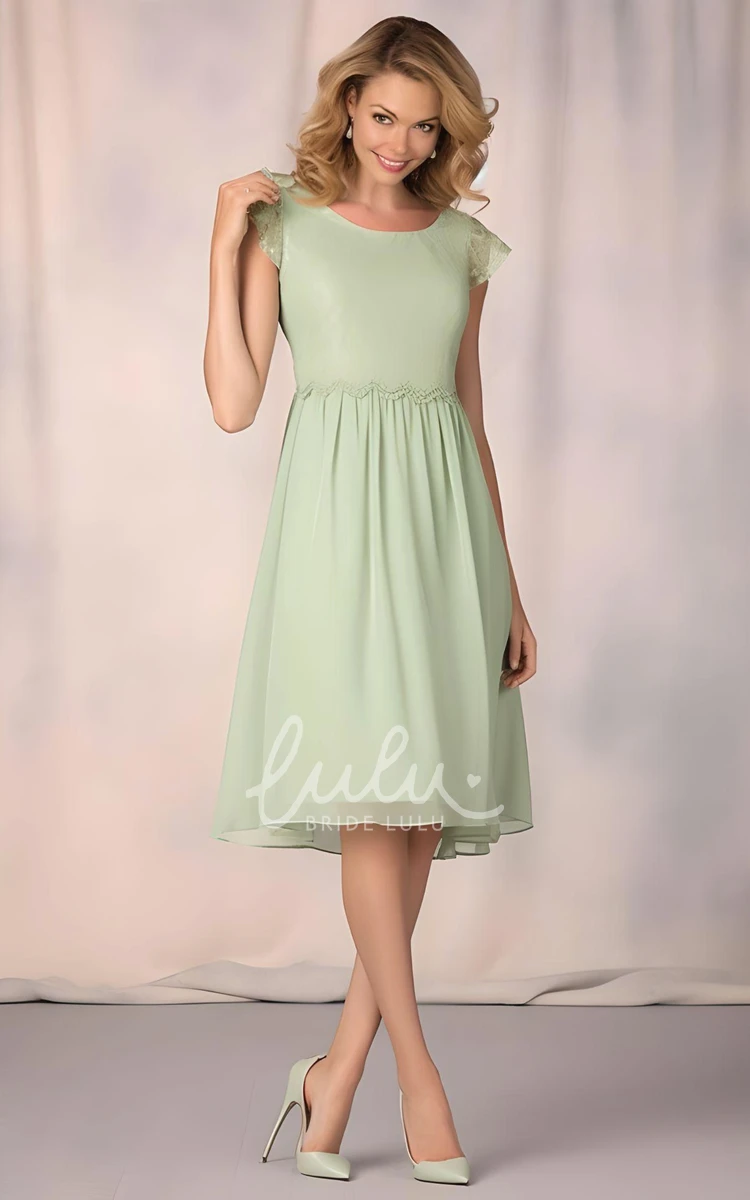 Simple Chiffon Mother of the Bride Dress Bateau Neck Knee-length A-Line