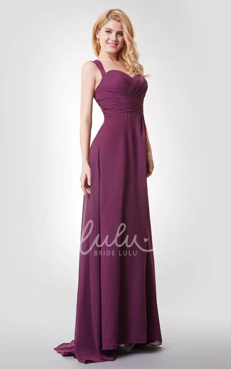 Empire Long Bridesmaid Dress with Queen Anne Neckline Classy Dress for Bridesmaid