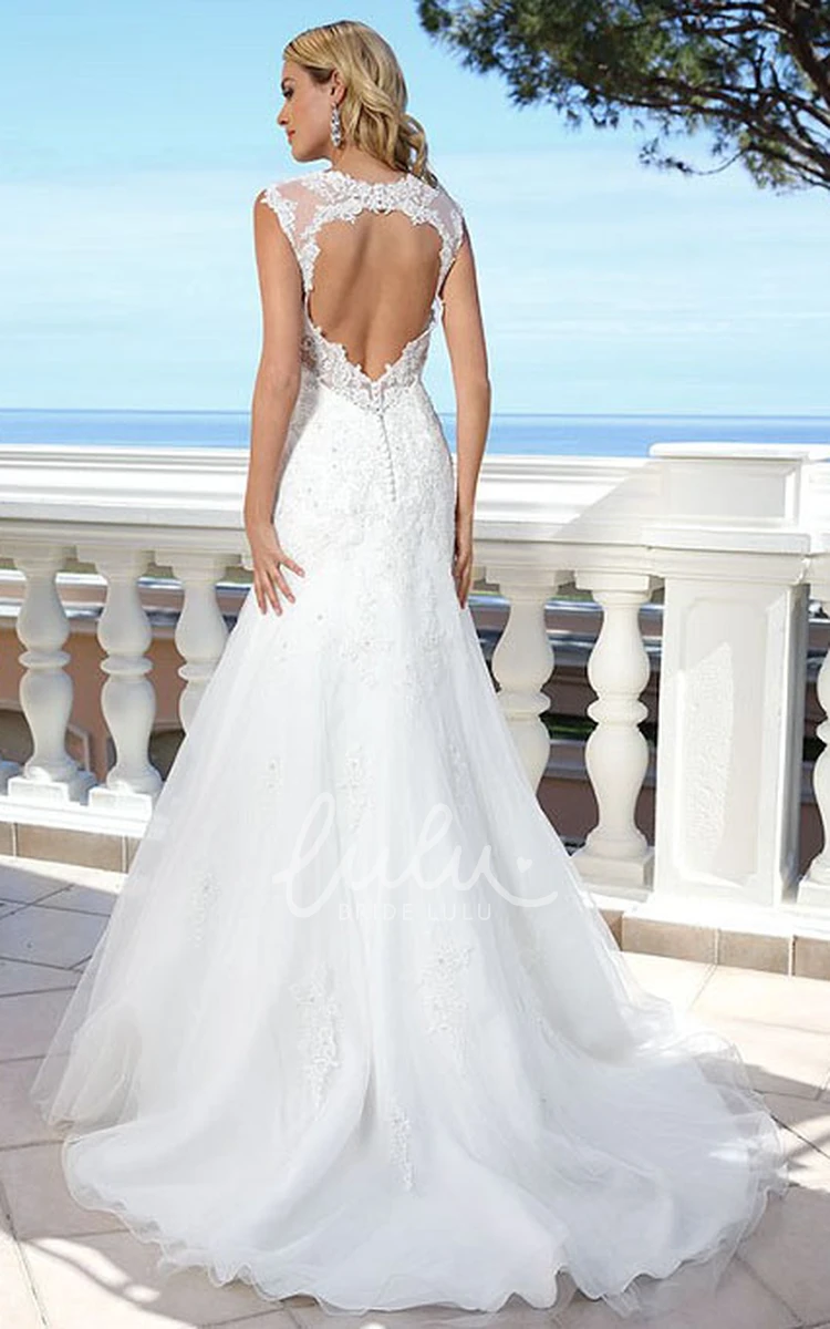 Straps Floor-Length Lace Wedding Dress with Keyhole Boho Bridal Gown