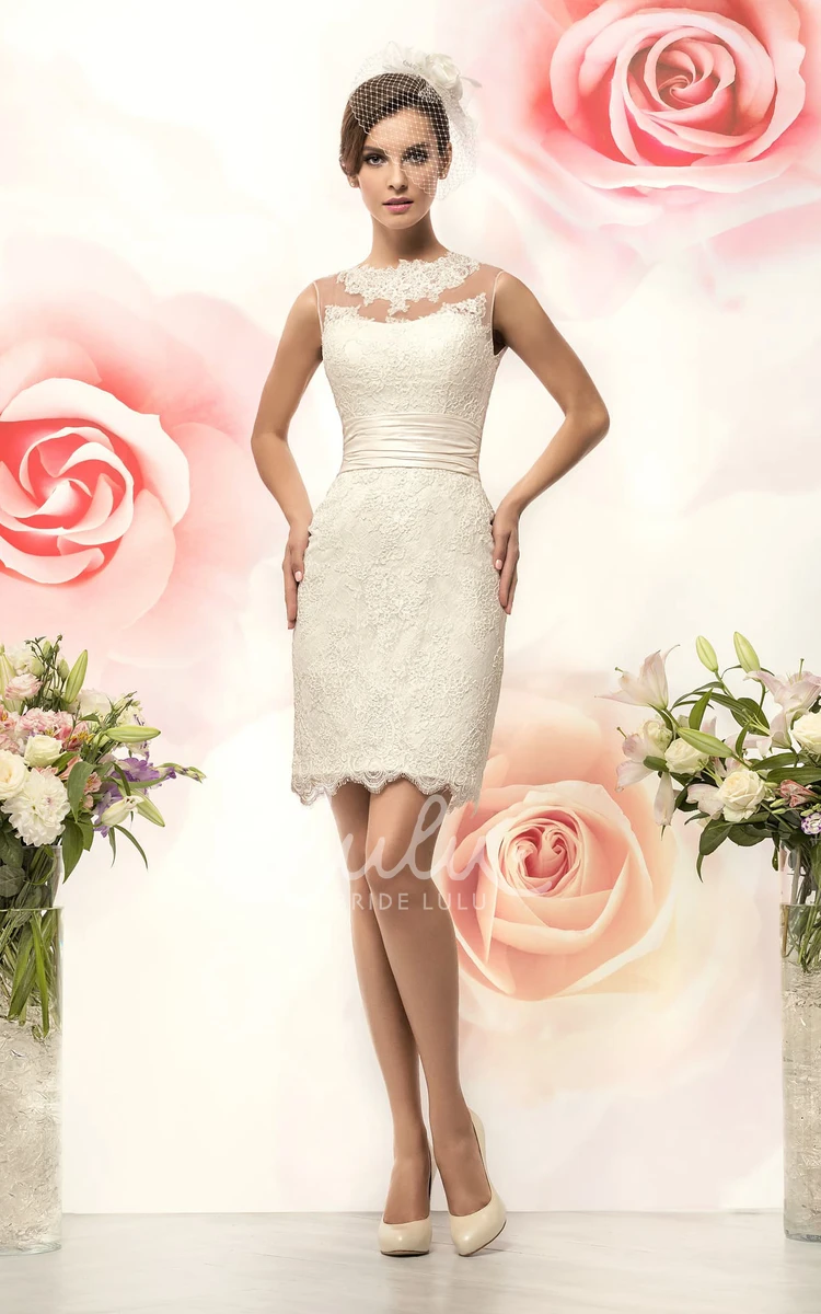 Sleeveless Lace Pencil Dress with Keyhole and Appliques