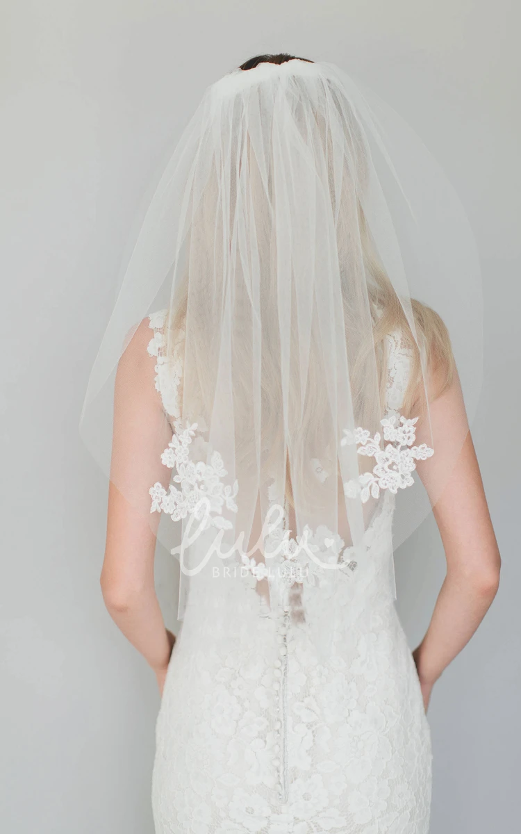 Short Soft Tulle Bridal Veil with Single Layer Wedding Dress