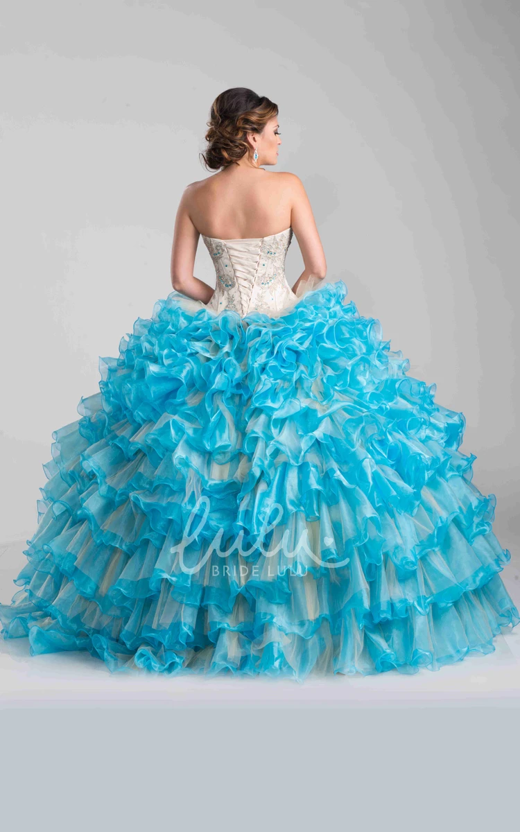 Layered Ruffles Sweetheart Ball Gown with Detachable Cape Formal Dress