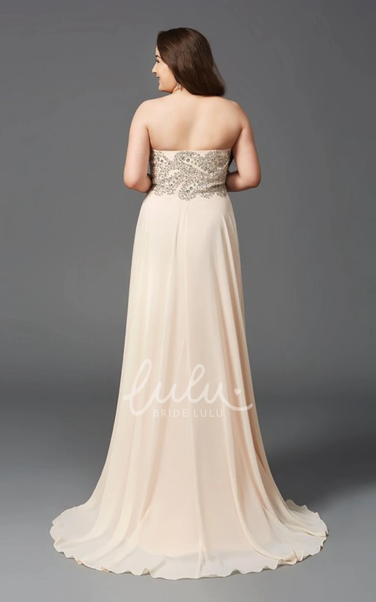 Sweetheart A-line Chiffon Bridesmaid Dress with Beading and Brush Train