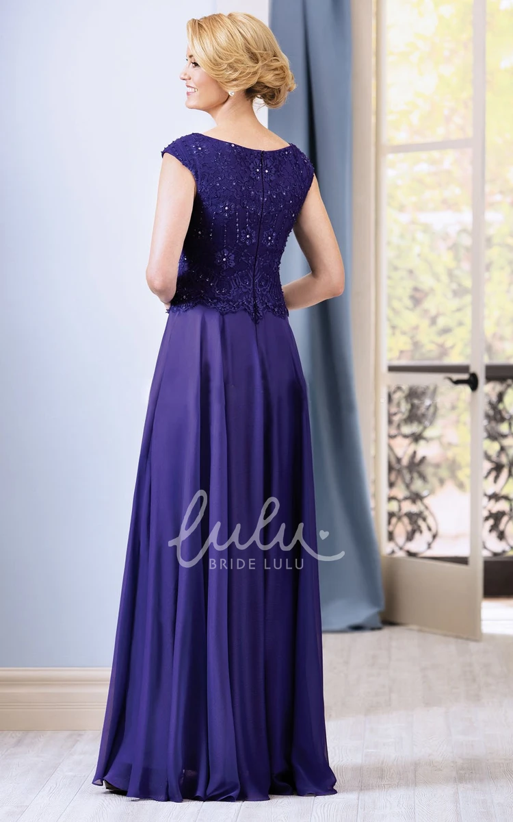 Sequin A-Line Chiffon Mother of the Bride Dress with Cap Sleeves Classy Dress