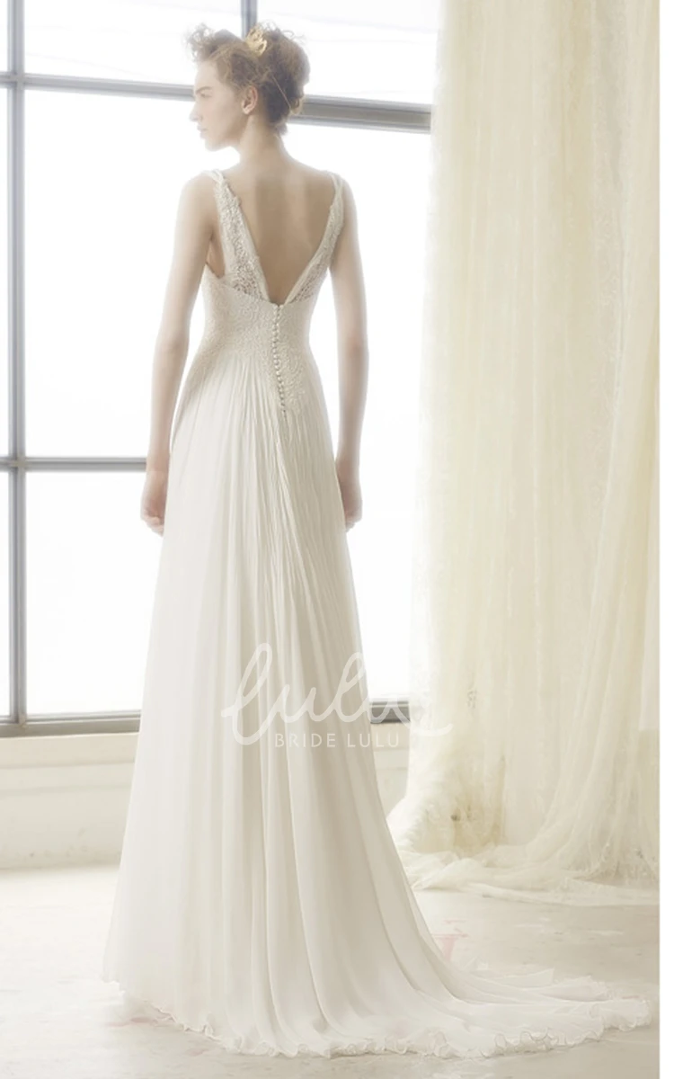 Lace A-Line Wedding Dress with Square Neckline and Low-V Back