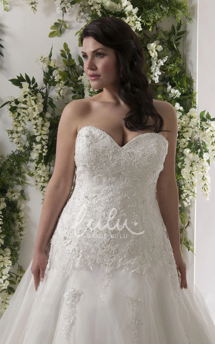 Plus Size Lace-Up A-Line Wedding Dress with Sweetheart Neckline