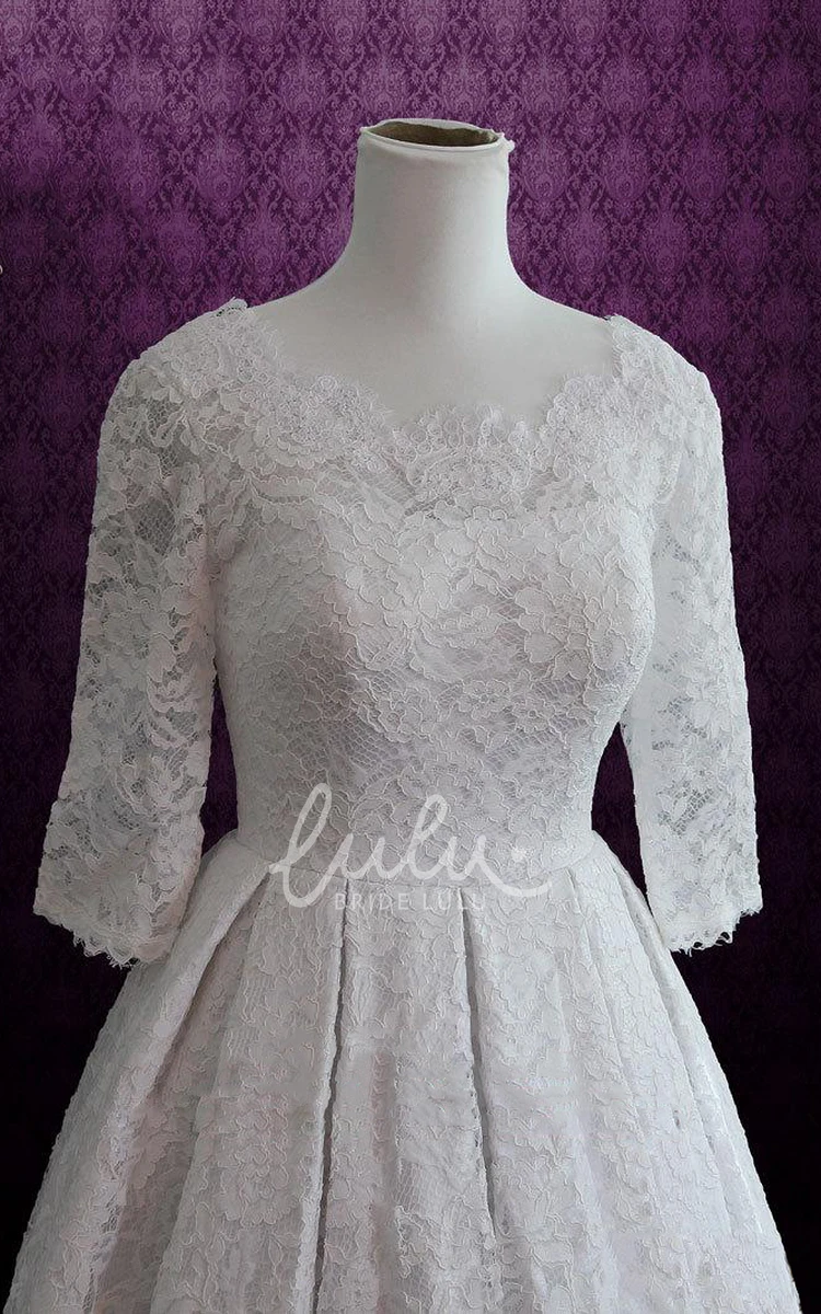 Christina Retro Lace Tea-Length Wedding Dress Elegant and Unique