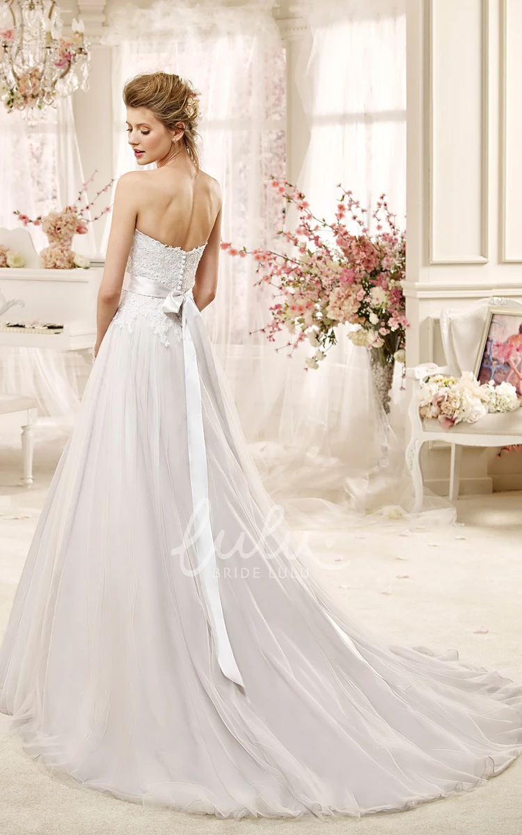 Lace Bodice A-line Wedding Dress with Flowers Sweetheart Unique