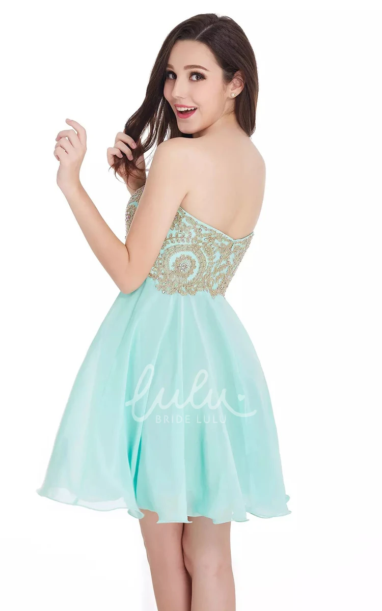 Sweetheart A-line Mini Dress with Beading and Lace Homecoming Dress