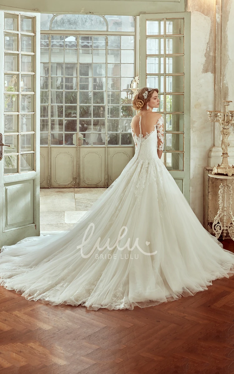 Half Sleeve Sweetheart Tulle Wedding Dress with Pleats and Embellishments