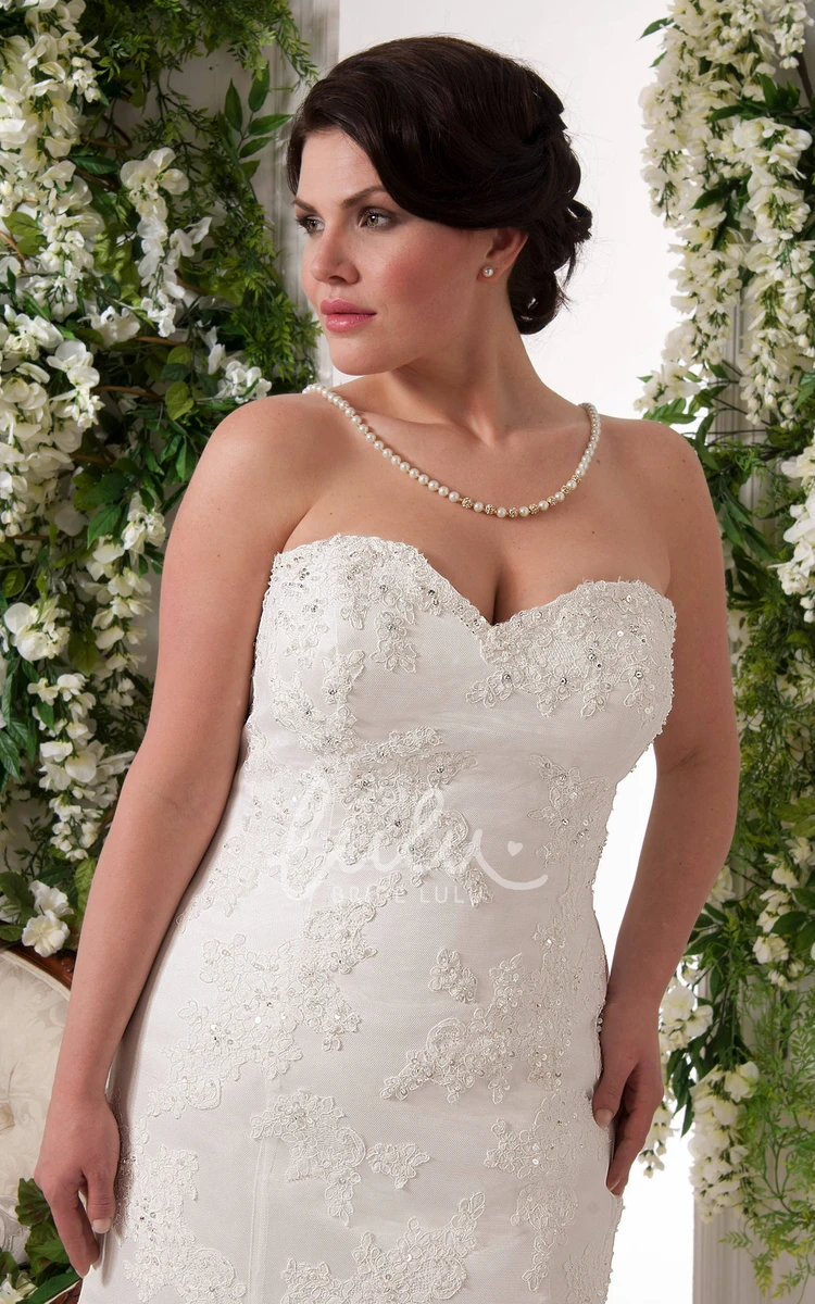 Lace Sweetheart Sheath Wedding Dress with Beading and Brush Train