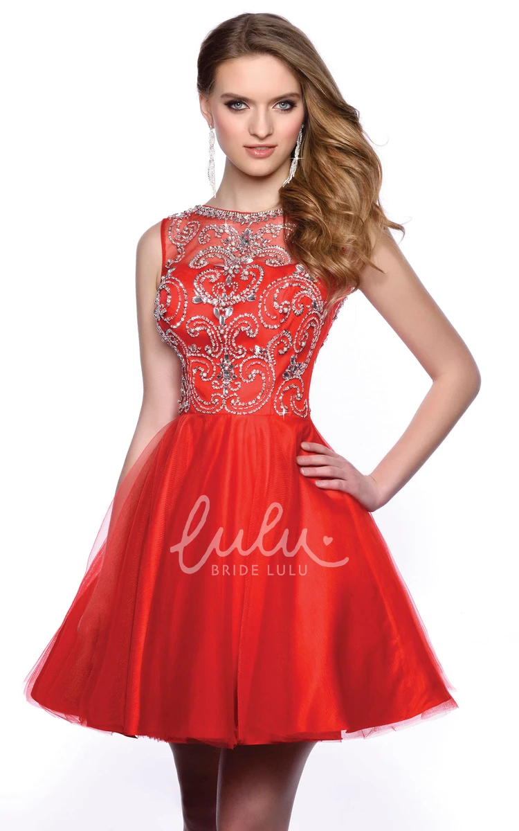 Embellished Bodice A-Line Tulle Short Dress Sparkling Homecoming Dress