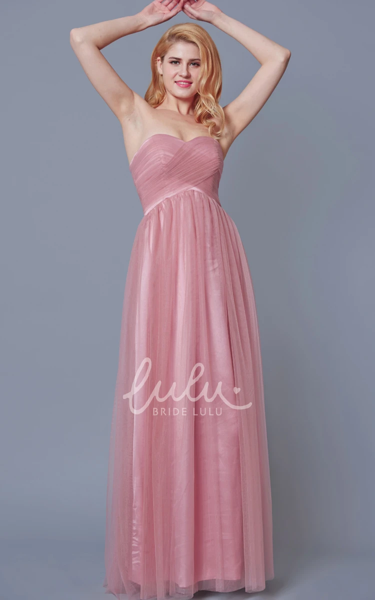 Sleeveless A-Line Tulle Bridesmaid Dress with Ruching