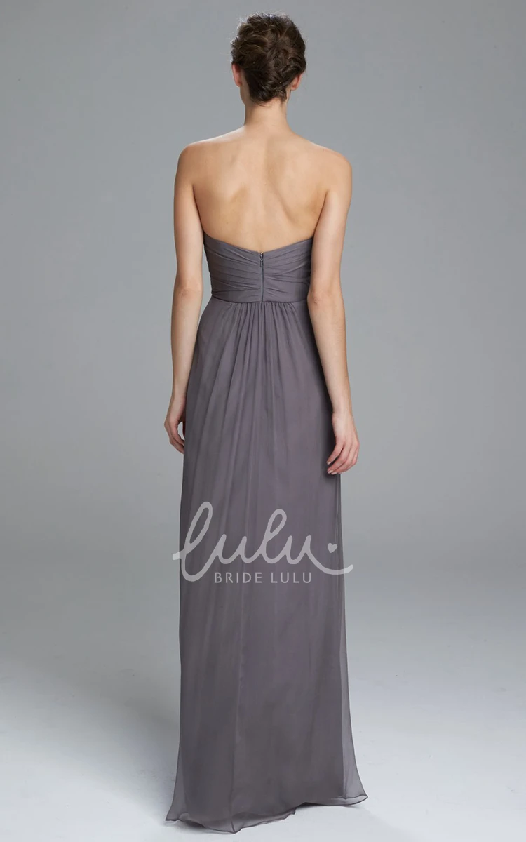 Sweetheart Sleeveless Chiffon Bridesmaid Dress with Criss-Cross Design and Floor-Length Cut