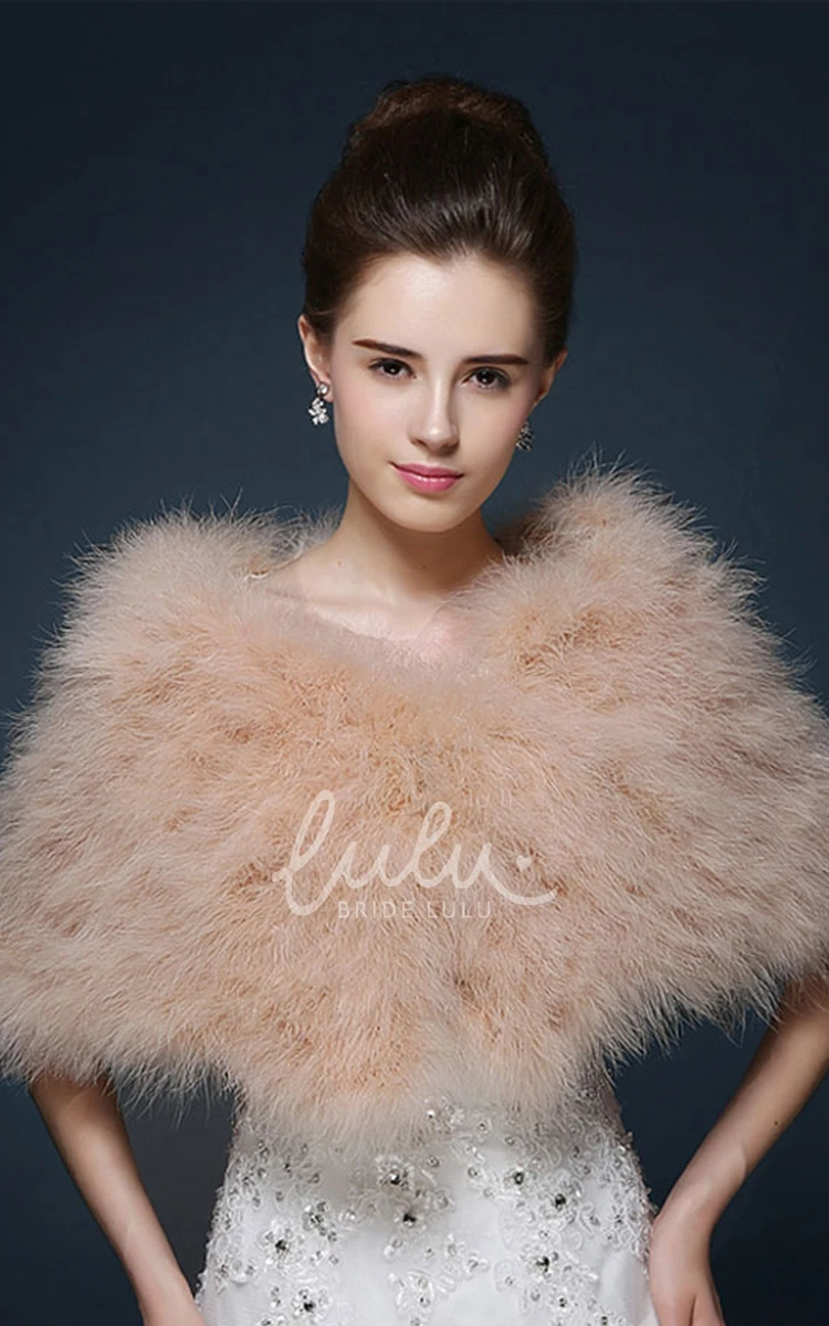 Wedding Dress Bride Fur Ostrich Hair Shawl Cape with Wool