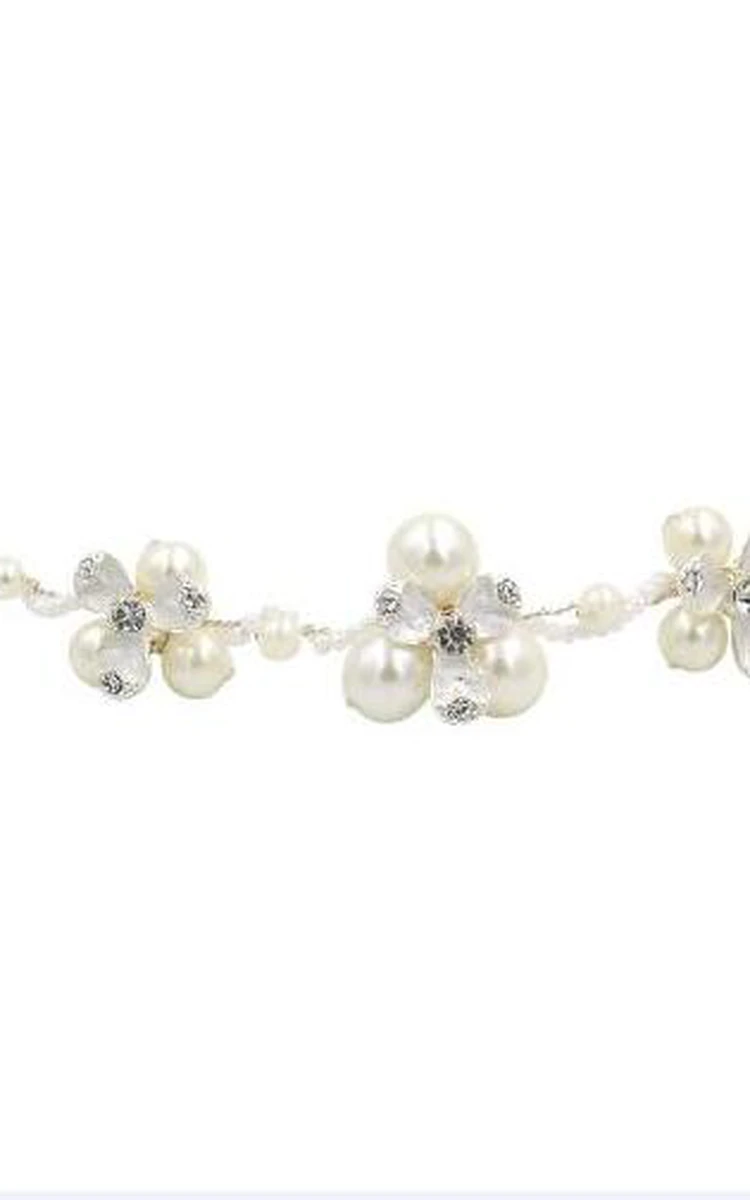 Elegant Vintage Silver Rhinestone Pearl Headbands