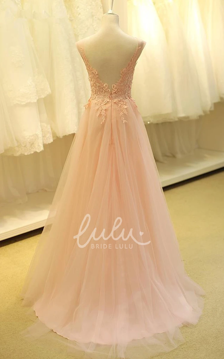 Colorful Tulle Prom Dress with Lace Appliques Lovely and Trendy