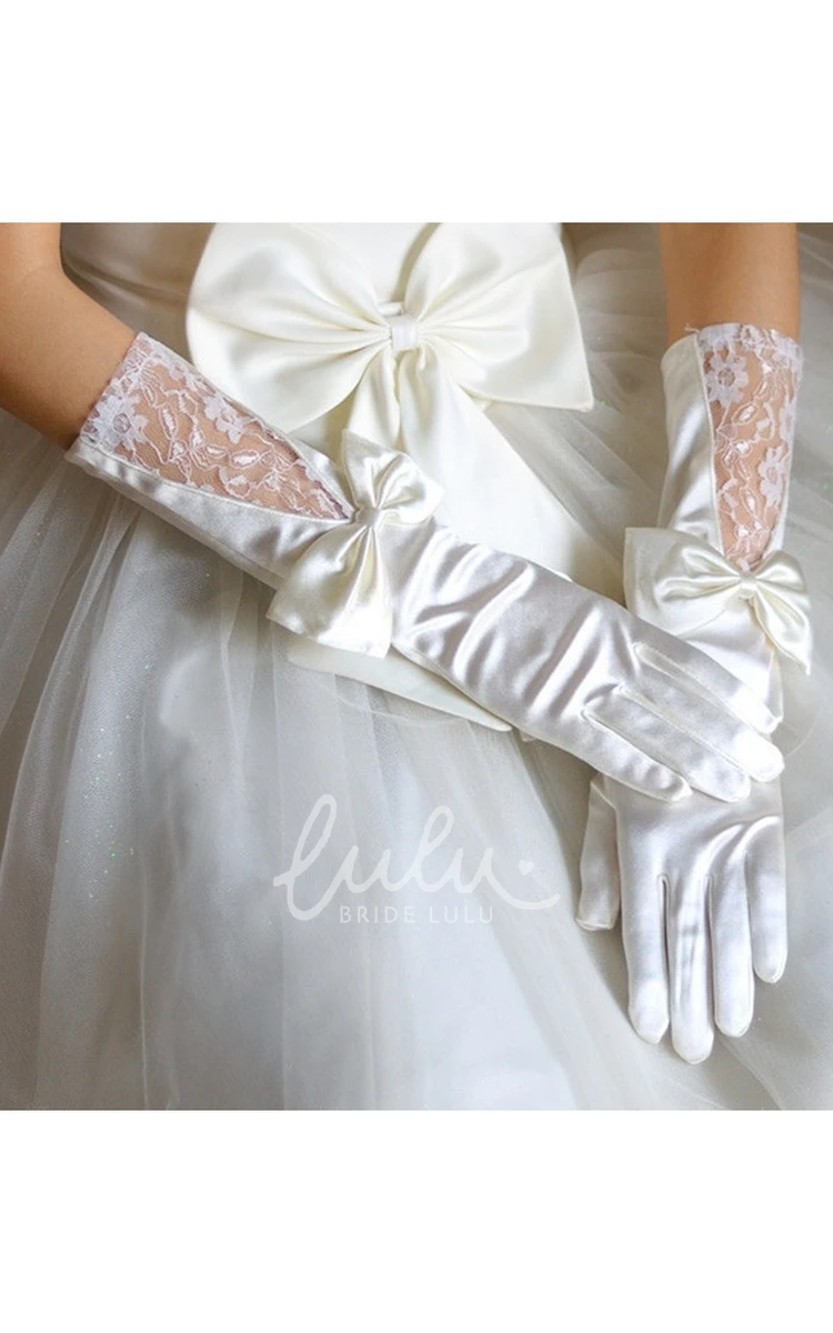 Large Bowknot Satin Gloves Prom Dress Accessory