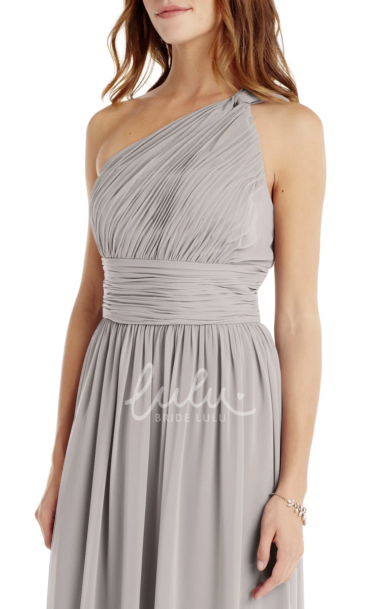 Floor-Length One-Shoulder Ruched Chiffon Convertible Bridesmaid Dress Muti-Color