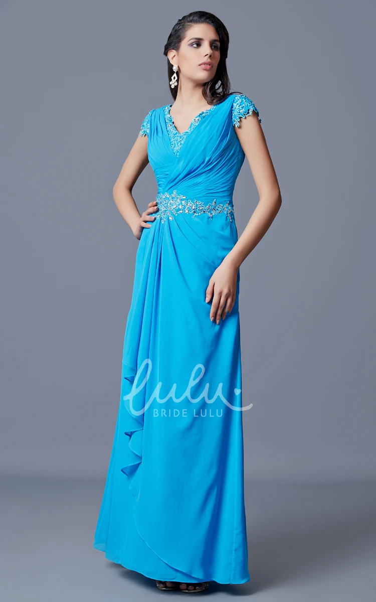 Mother of the Bride Dress with Chiffon Fabric Beaded Detail and Side Draping