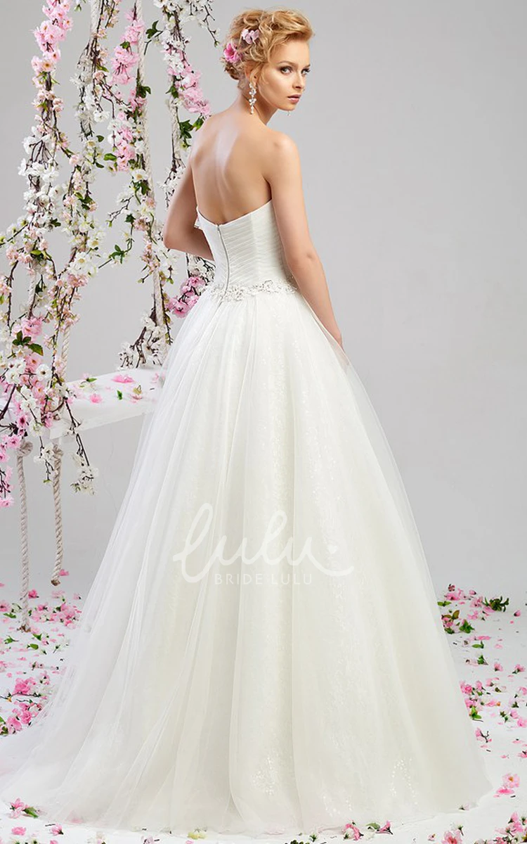 Sweetheart Tulle A-Line Wedding Dress Floor-Length Appliques