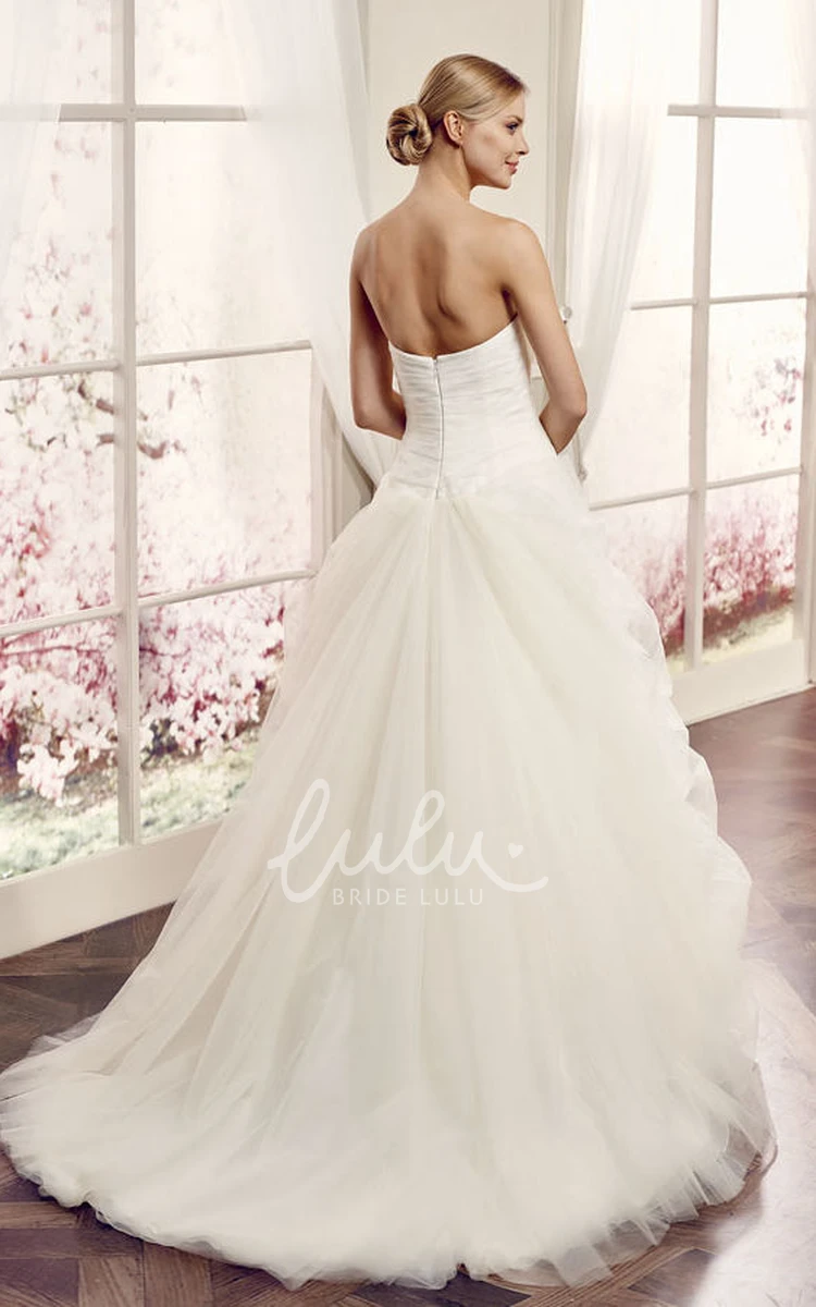 Sweetheart Tulle Wedding Dress with Flower & Draping A-Line Sleeveless Floor-Length