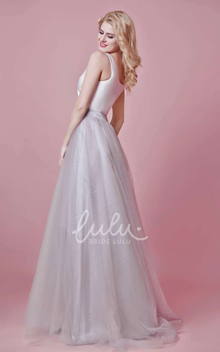 Long Sleeveless Tulle Colored Wedding Dress Modern & Unique