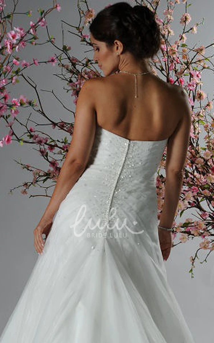 A-Line Bridal Gown with Tulle Skirt and Crystal Strapless Top